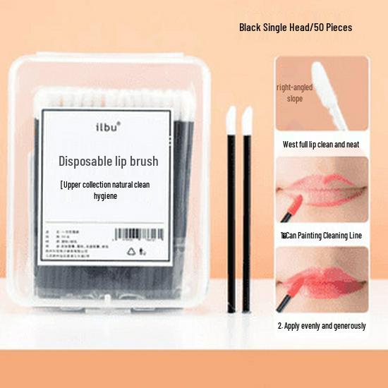 **Přenosný jednorázový štětec na rty**: Plochá vatová tyčinka pro aplikaci rtěnky, barvy na rty a lesku**