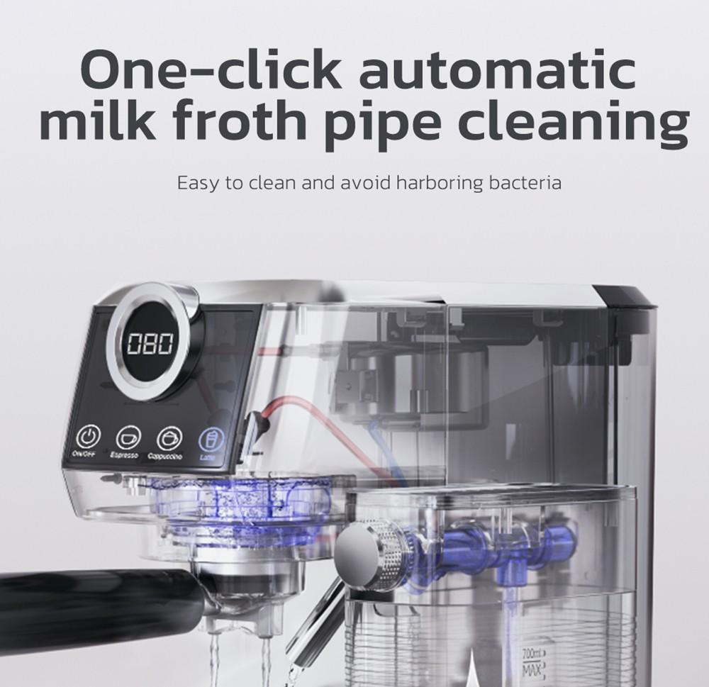HiBREW H13A 3 v 1 Poloautomatický kávovar, 6 kávových režimů, Extrakční tlak 20 barů, Odnímatelná nádržka na vodu 1,3 l, 51mm rukojeť z hliníkové slitiny