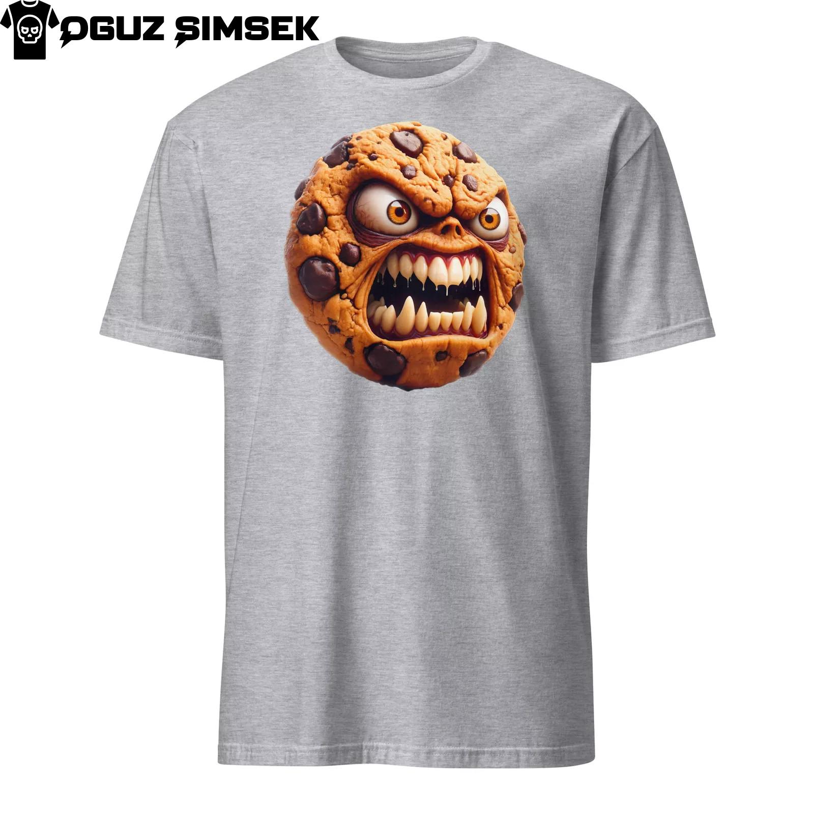 Hangry Cookie Unleashed! Menacing Graphic Print Unisex T-Shirt Mens Womens Tees Top Halloween Tee S