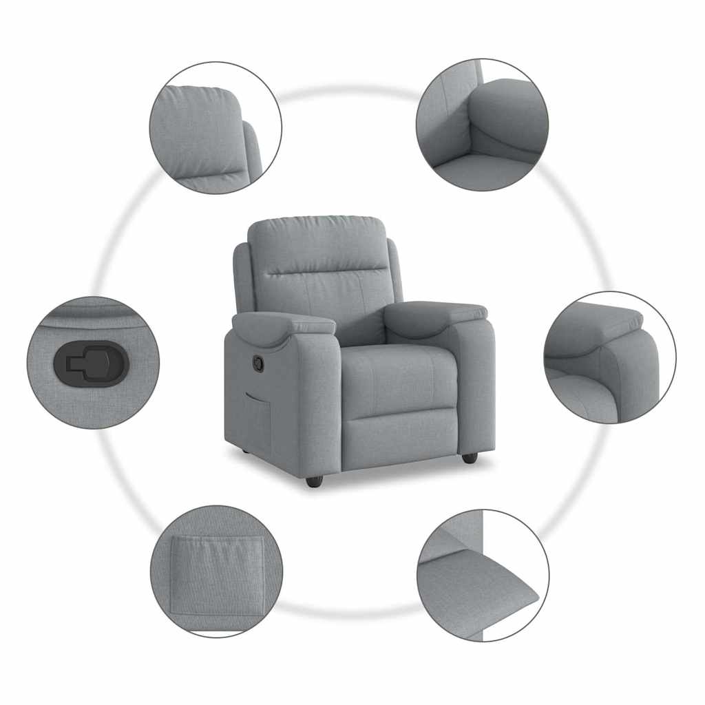 Recliner Chair Light Grey Fabric