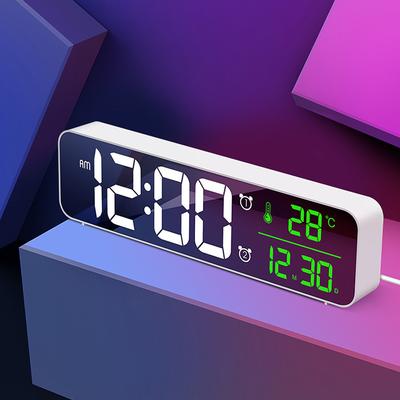 Müzik LED Dijital Çalar Saat Sıcaklık Tarih Göstergesi Masaüstü Ayna Saatler Ev Masa Dekorasyonu Elektronik Saat Aletleri