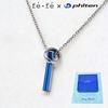 Fe-fe Phiten Titanium Necklace, Blue, Men's, Size 45, Set of 2 (Necklace and Kotobuki Jewelry Polishing Cloth)