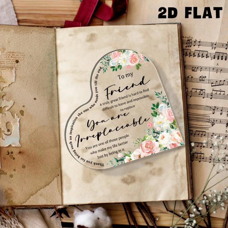 2D Flat"To My Friend" Desktop Heart-Shaped Acrylic Decoration Plaque, Home Decor Plaque Hanging Wall Art Decorative Garden Decoration for Room Door Si