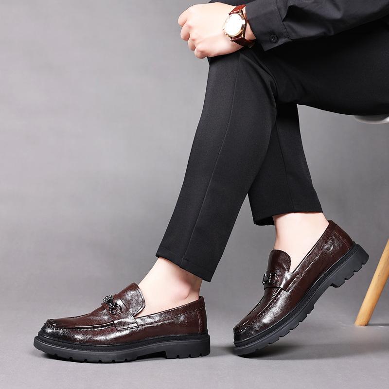 Spring New Men's Formal Wear Breathable Non-slip Men's Shoes Leather Platform Loafers Men's Business Casual Leather Shoes