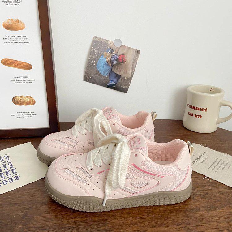 2025 Spring Chic Women's German Double Mesh Sneakers: Ugly-Cute Korean Style Breathable White Sport Shoes