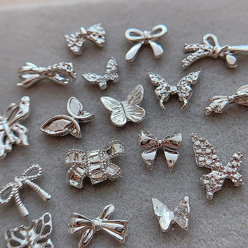 10 Stück Nail Art Charm Glänzende Nageldekoration Glitzer Nagel Maniküre Zubehör Bowknot Schmetterling Nail Art Dekorationen Teile