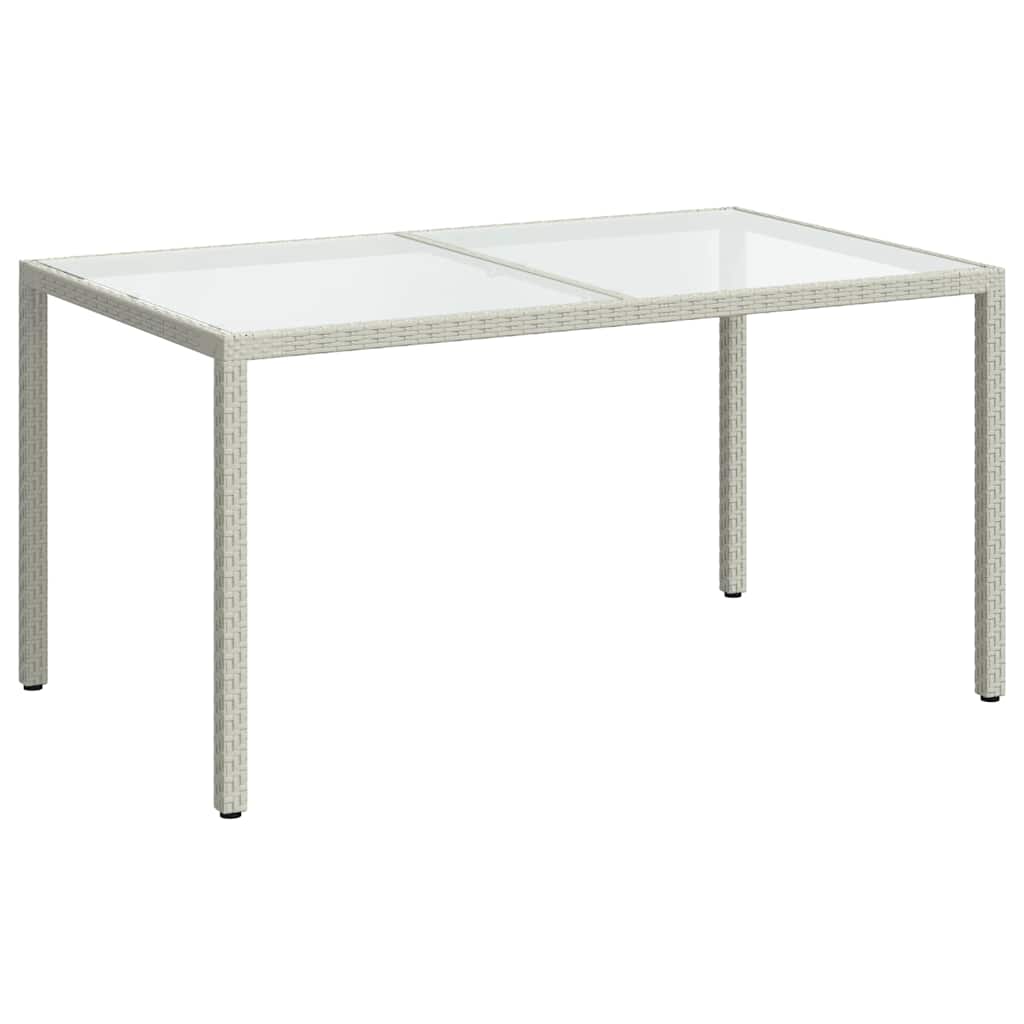 Vidaxl Stół Ogrodowy, 150X90X75 Cm, Szkło I Rattan Pe, Biały