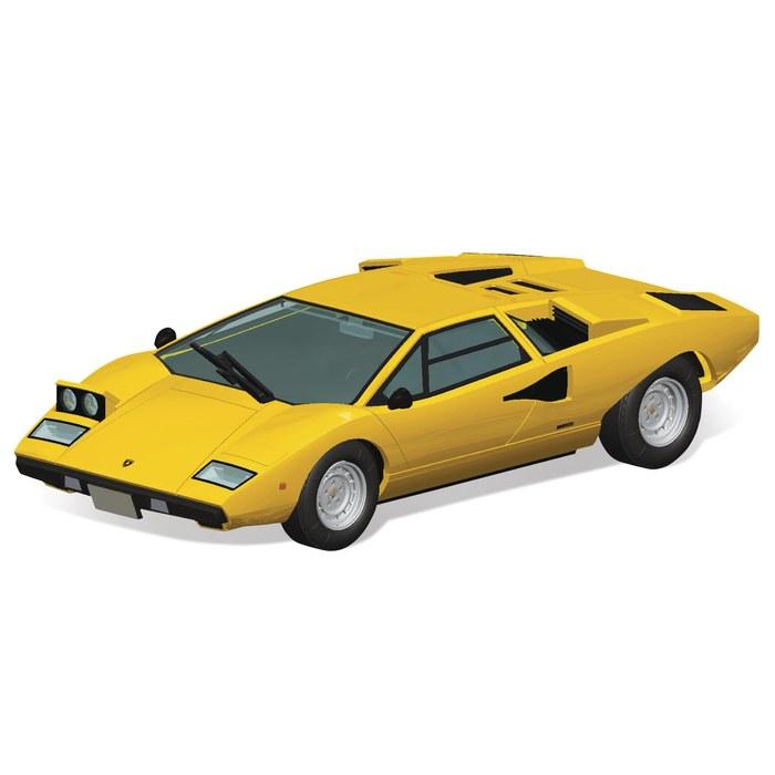 AOSHIMA 1/32 The Snap Kit Series Lamborghini Countach LP400 (Yellow) Pre-Painted Plastic Model 20-B