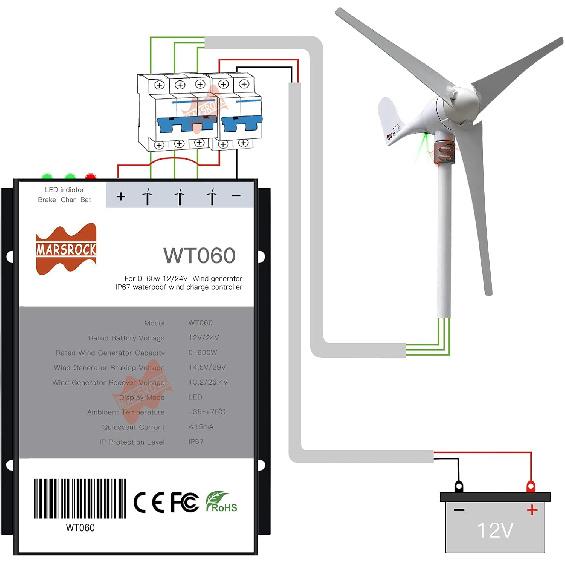 400Watt 500Watt 600Watt Wind Turbine Generator Controller IP67 Waterproof 12V/24V Automatic Controller AC to DC