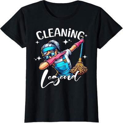 Housekeepers Legendary Cleaning Lady T-Shirt, Female X-Small, Black
