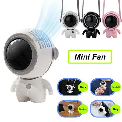 Portable Neck Fan Mini Handheld Fan USB Rechargeable Outdoor Cute Astronaut Mini Electric Fans Bladeless Turbo Fan Air Cooler