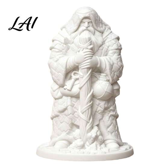 DIY Crafting Project 3D Printed Beggar Monk Figurine Unpainted White Statue Vintage Resin Ornaments Wandering Elder Sculpture Creative Home