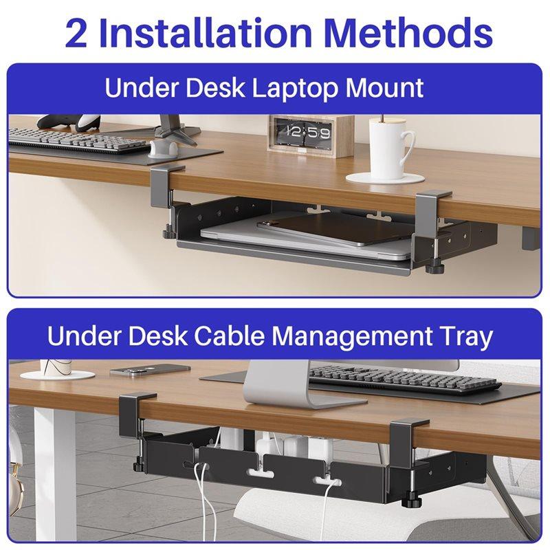Good-Under Desk Laptop Mount Storage Tray Metal No Drill Design With Cable Management Multipurpose Household Organizer
