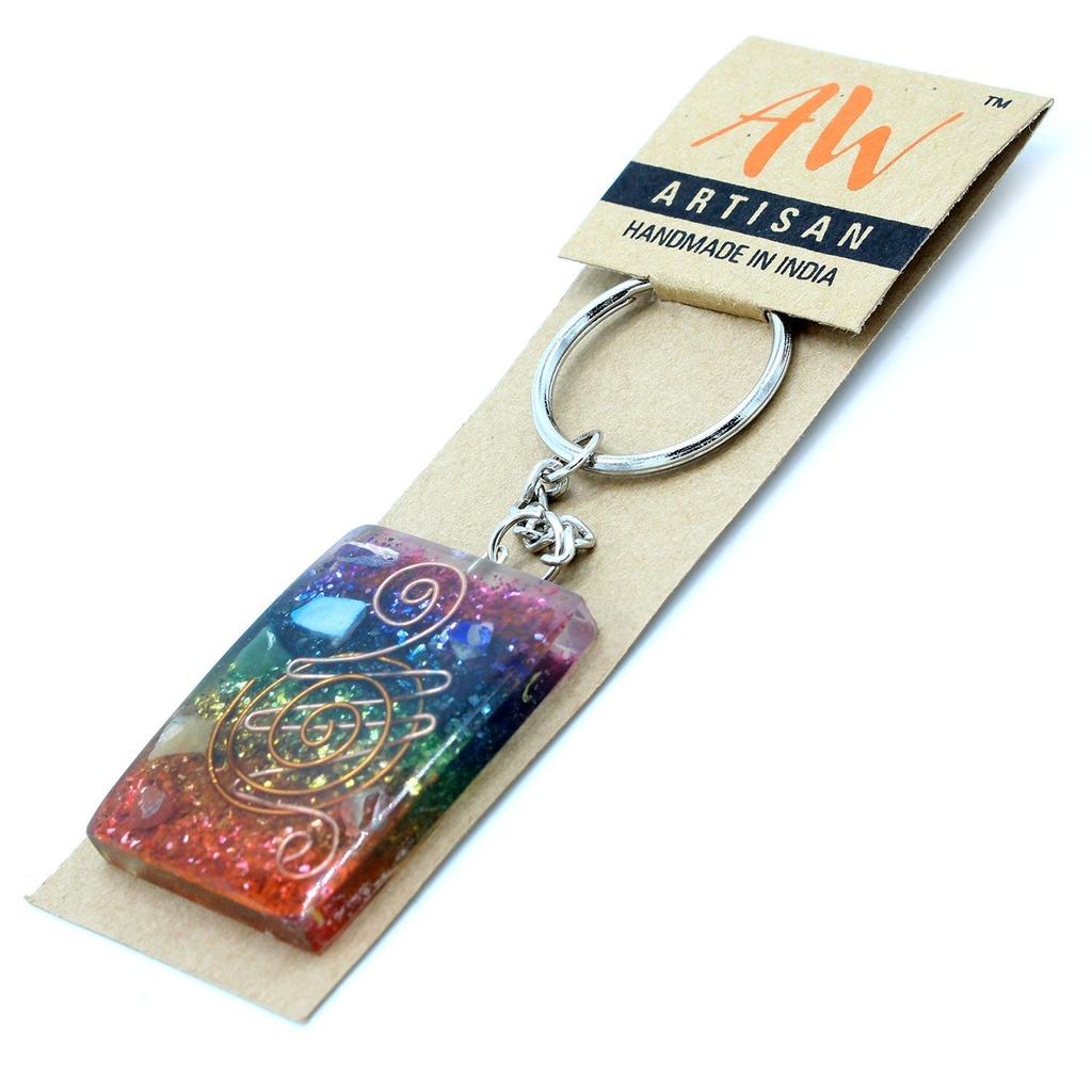2x Orgonite Keychain Copper Chakra Stones
