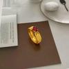 Elegant Red Wheat Ear Synthetic Ring: Women's Luxury Gold Fashion Jewelry