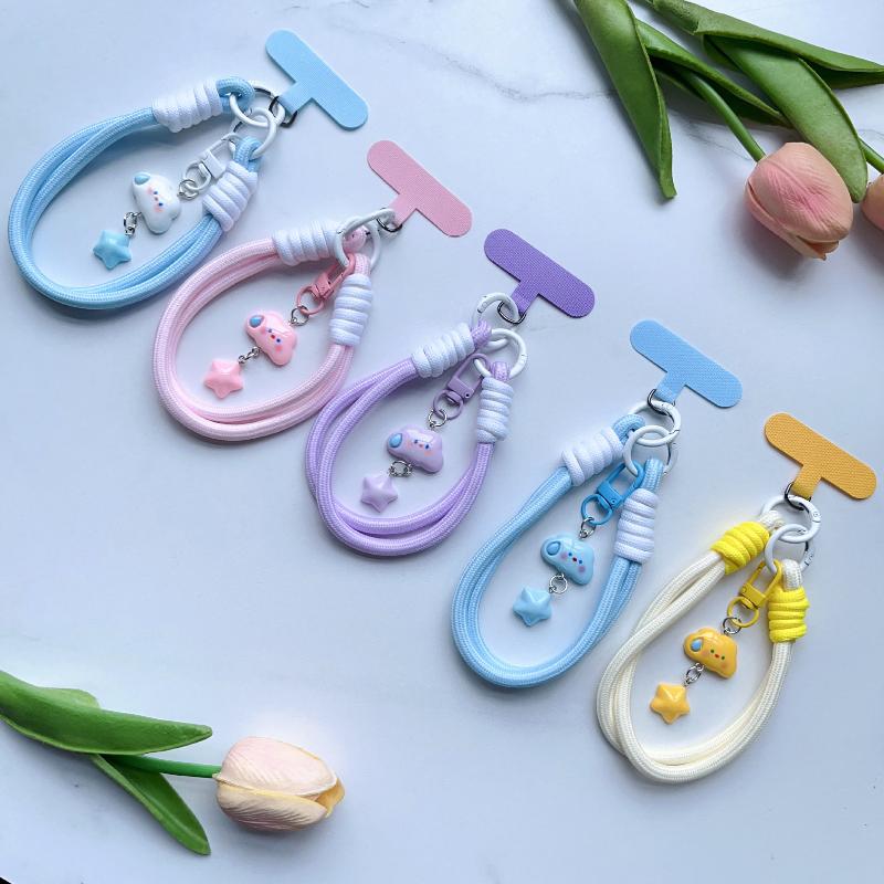 1 Piece Camera Package Lanyard Fashion Cloud Cell Phone Lanyard Keychain Handmade Bowl Rope Cell Phone Cases Pendant