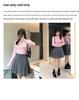 Autumn Preppy Style Plus Size High Waist Pleated Skirt for Women