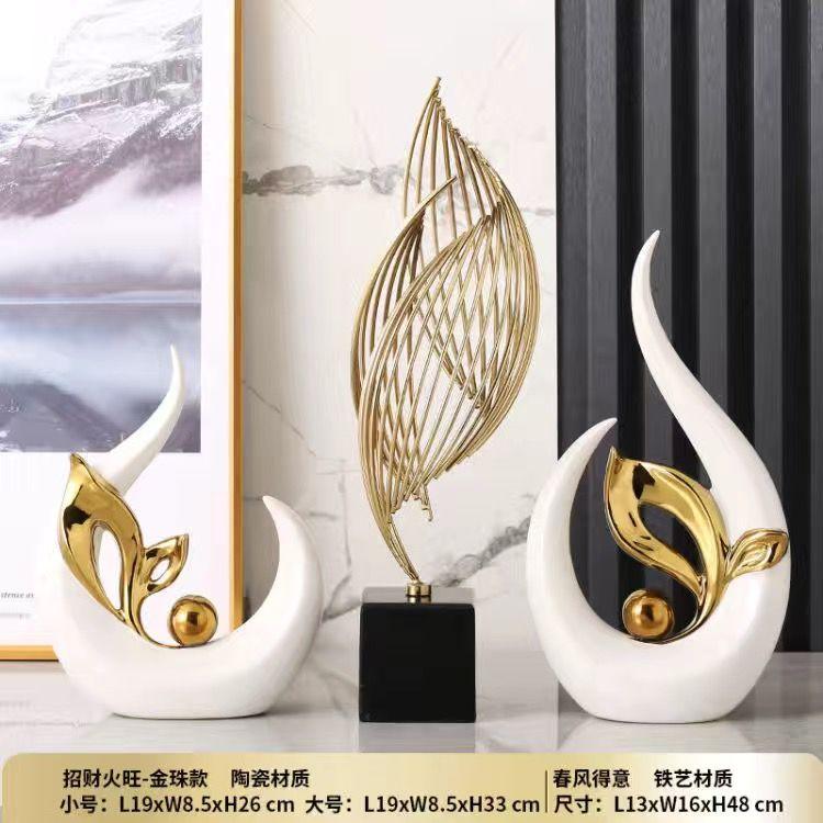 Modern High-end Luxury Ceramic Ornaments Artwork Home Livingroom Porch Figurines Decoration Cabinet Bookshelf Accessories Crafts