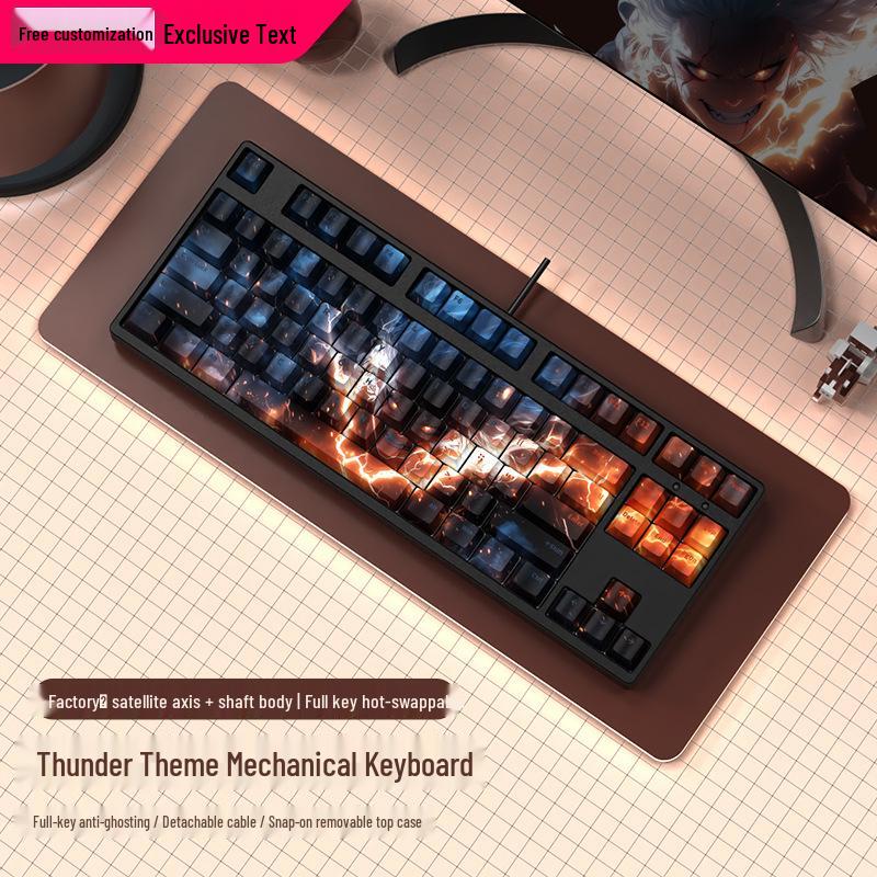 F87-Key Compact Silent Mechanical Gaming Keyboard for Girls - Customizable Design for Office and E-Sports