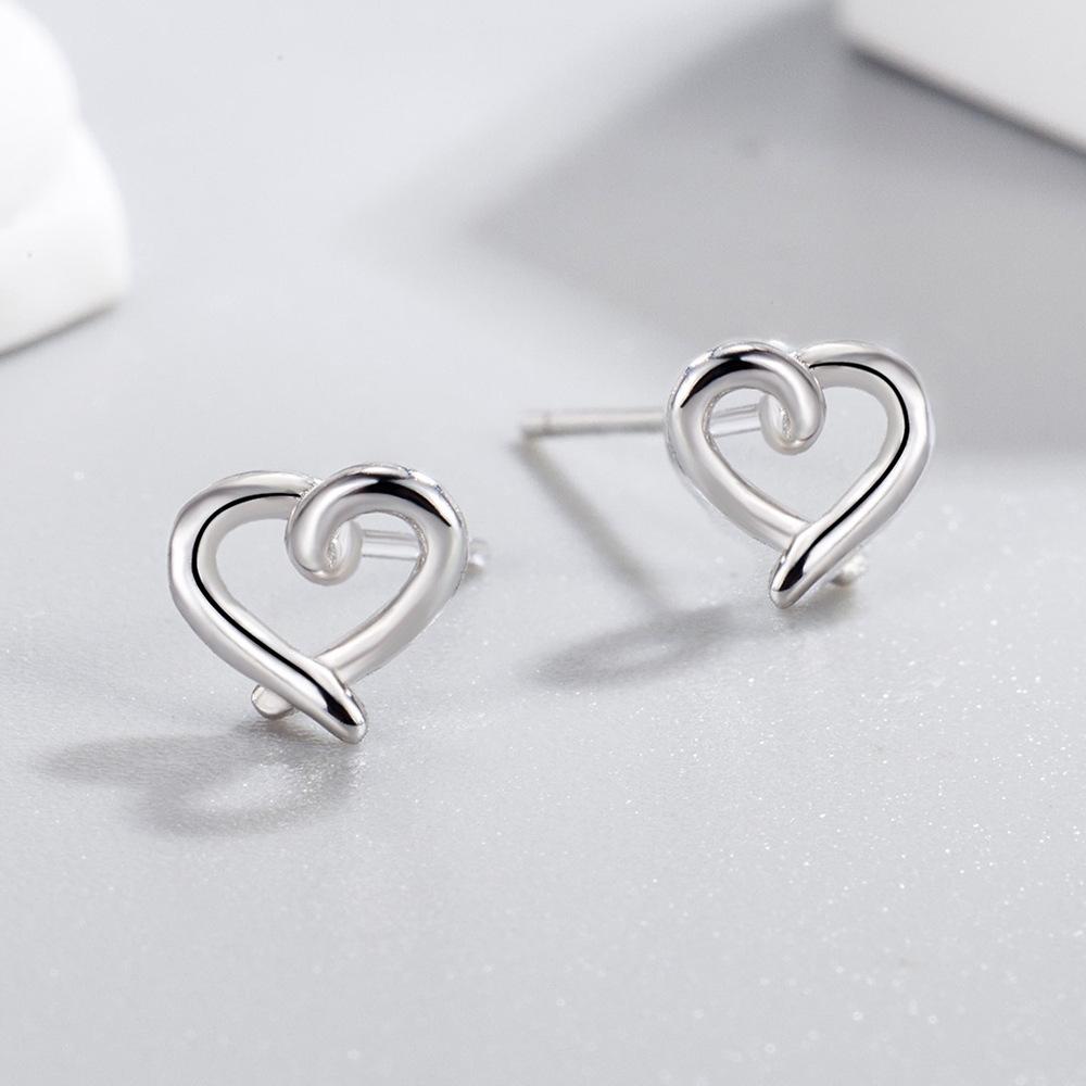 925 Sterling Silver Elegant Cute Hollow Love Stud Earrings Birthday Party Anniversary Gift