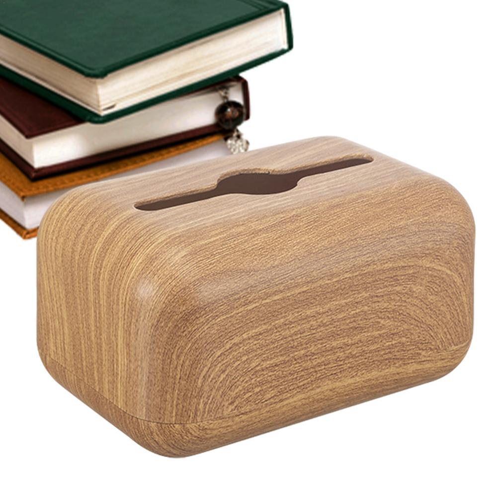 Facial Tissue Holder Faux Woodgrain Tissue Box Stylish Elegant Multi-purpose Tissue Box Covers For Bathroom Bedroom Dinner Table