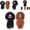 Authentic Long Black Wildman Wig And Beard Costume Set For Halloween Celebrations