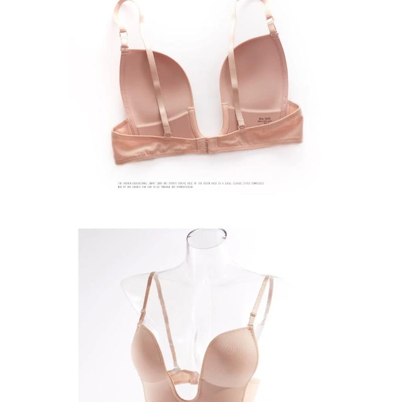 Folomi Sutiã Sexy Plunge Deep U Lingerie Feminina Sem Costura Sem Costas Roupa Interior Casamento Invisível Sexy Push Up Íntimos Feminino Verão