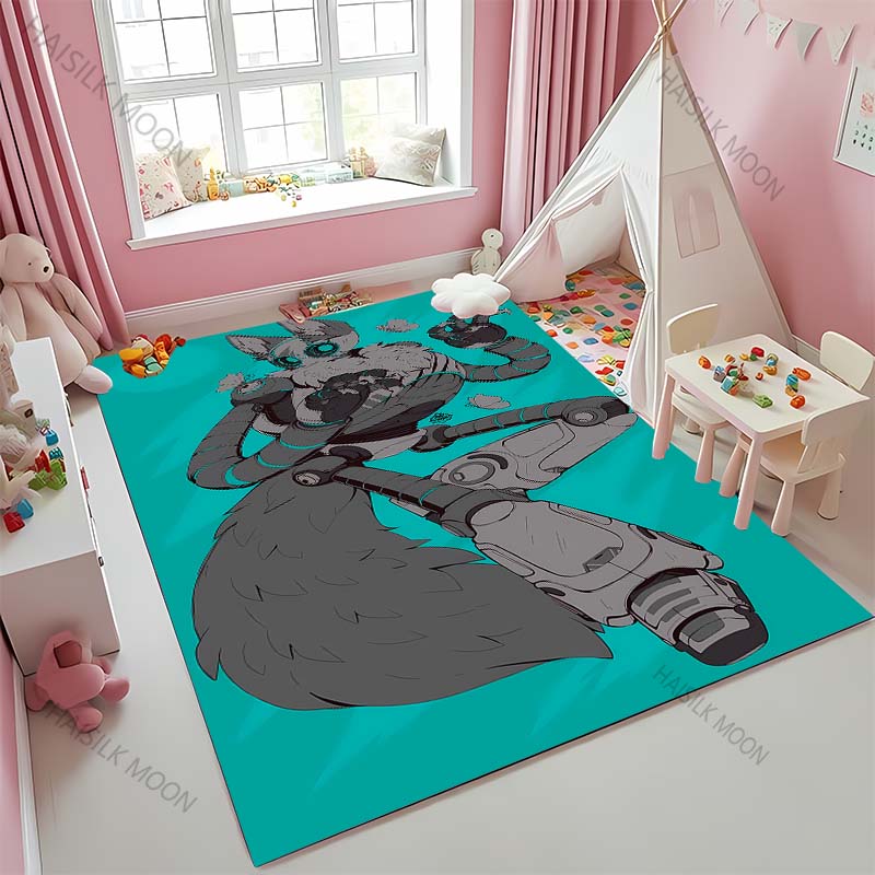

Мультяшный ковер с принтом W-Wild R0b0t, коврик для ползания для младенца, игровой коврик для детей, декор детской комнаты, напольный коврик для спальни, подарки 60x90(23x35in)