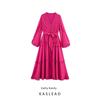 Kaslead New Women Clothes Western Style Fashion Chiffon Lace Patchwork Long Oversized Swing Dress