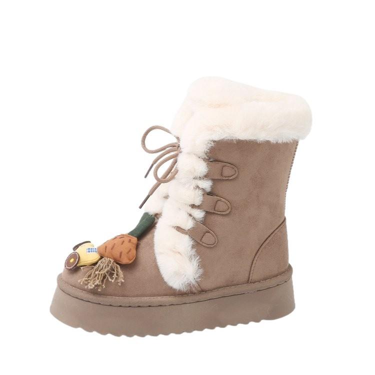 Snow boots women's 2025 autumn and winter new versatile thick-soled fluffy shoes with integrated fur and piled thickened Northeast cotton shoes