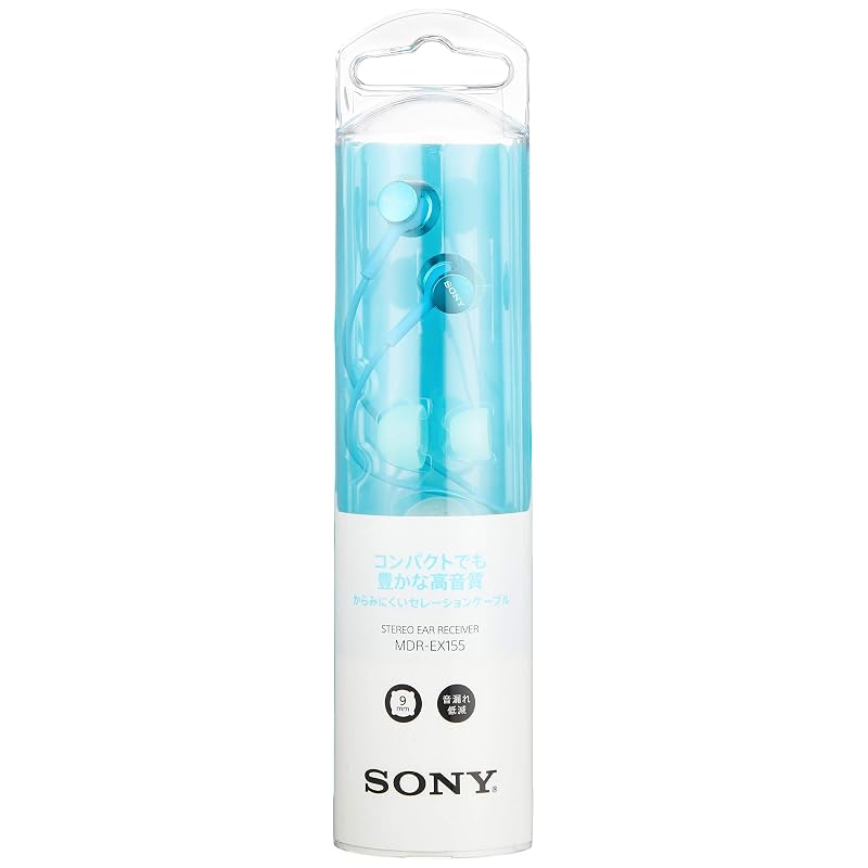 Sony MDR-EX155 Wired Earphones: In-Ear Type, Light Blue (MDR-EX155 L)