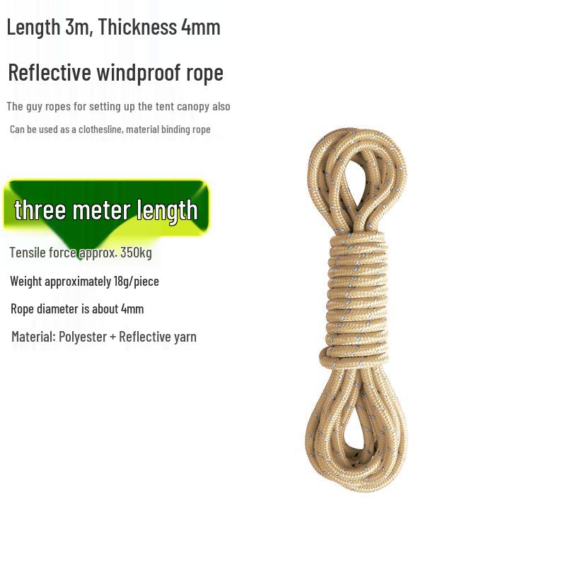 Reflective Wind Rope for Camping Tents - 4mm & 6mm Guy Rope