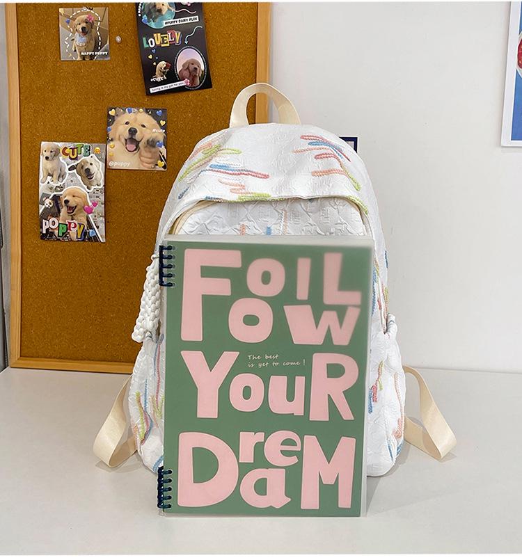 High-value Soft Girl Japanese-Style Cute Striped Backpack for Students, Large Capacity and Versatile.
