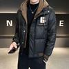 Trendy Brand 2025 Men's Winter Down Hooded Jacket, Faux Two-Piece, High-End Casual Warm Outerwear