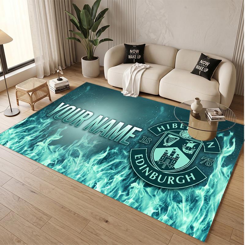 Personalized Crystal Velvet Carpet Hibernian FC Pattern Non Slip Floor Rug