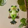 Langlebige Kunstharz-Dekoration Gartenschaukel Frosch-Statue, Hängendes Ornament, Skurrile Außenbaumskulptur Niedliche Figur für Veranda Hof Balkon