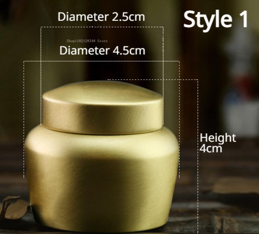 Incense Powder Jar Vintage Pure Copper High Lid Mini Tea Jar Home Indoor Tea Room Incense Decoration Aromatherapy Appliance