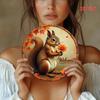 Vintage Squirrel Maple Leaves Metal Tin Sign Rustic Farmhouse Entryway Wall Decor Housewarming Gift