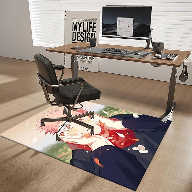 1pc Anime Cartoon Design Jujutsu Kaisen Satoru Gojo Office Chair Mat, Non-Slip Carpet for Home Decor, Suitable for All Seasons.U048