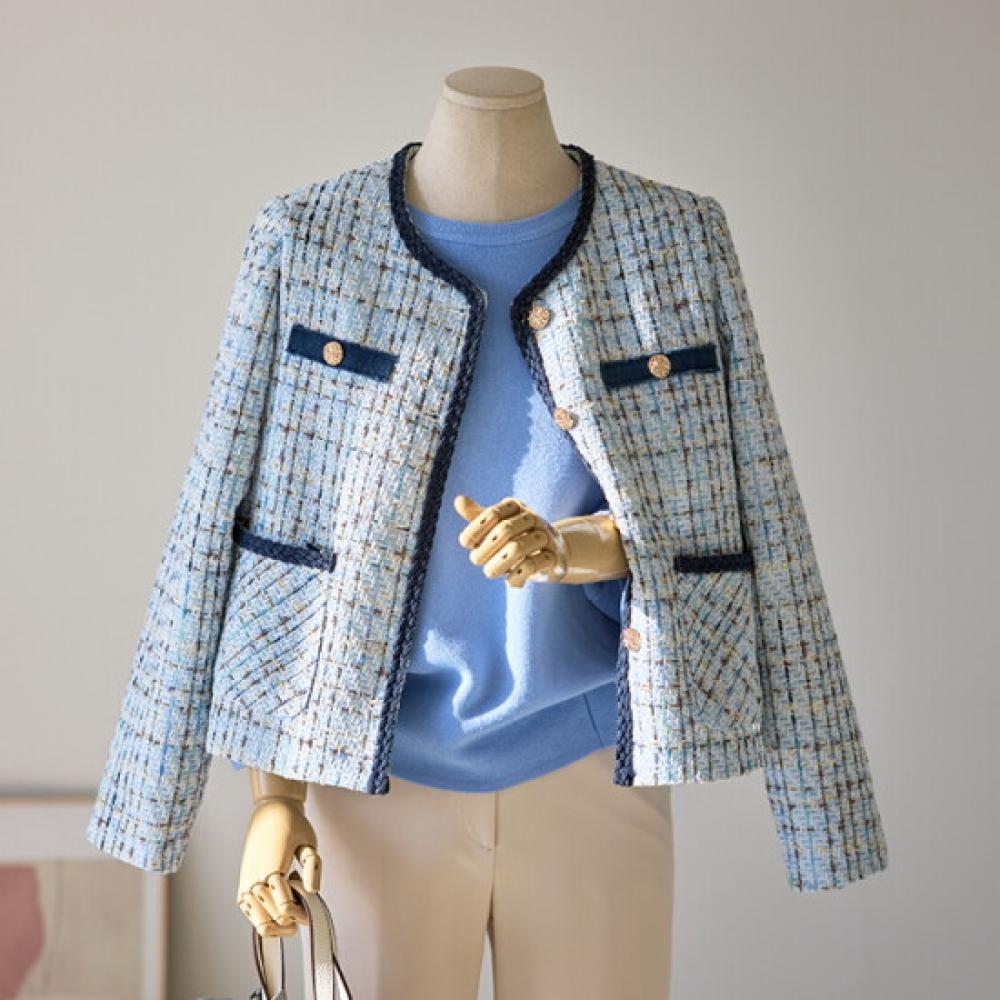 Customable Denim Gold Button Tweed Jacket T2501jk006a