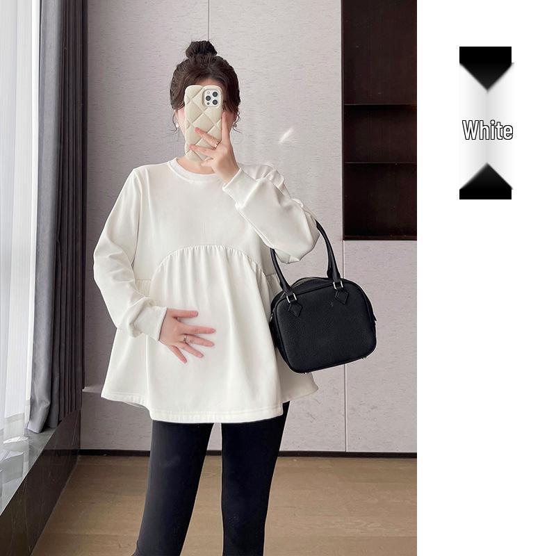 

Maternity Babydoll Dress & Long Sleeve Khaki Sweatshirt Two-Piece Set M