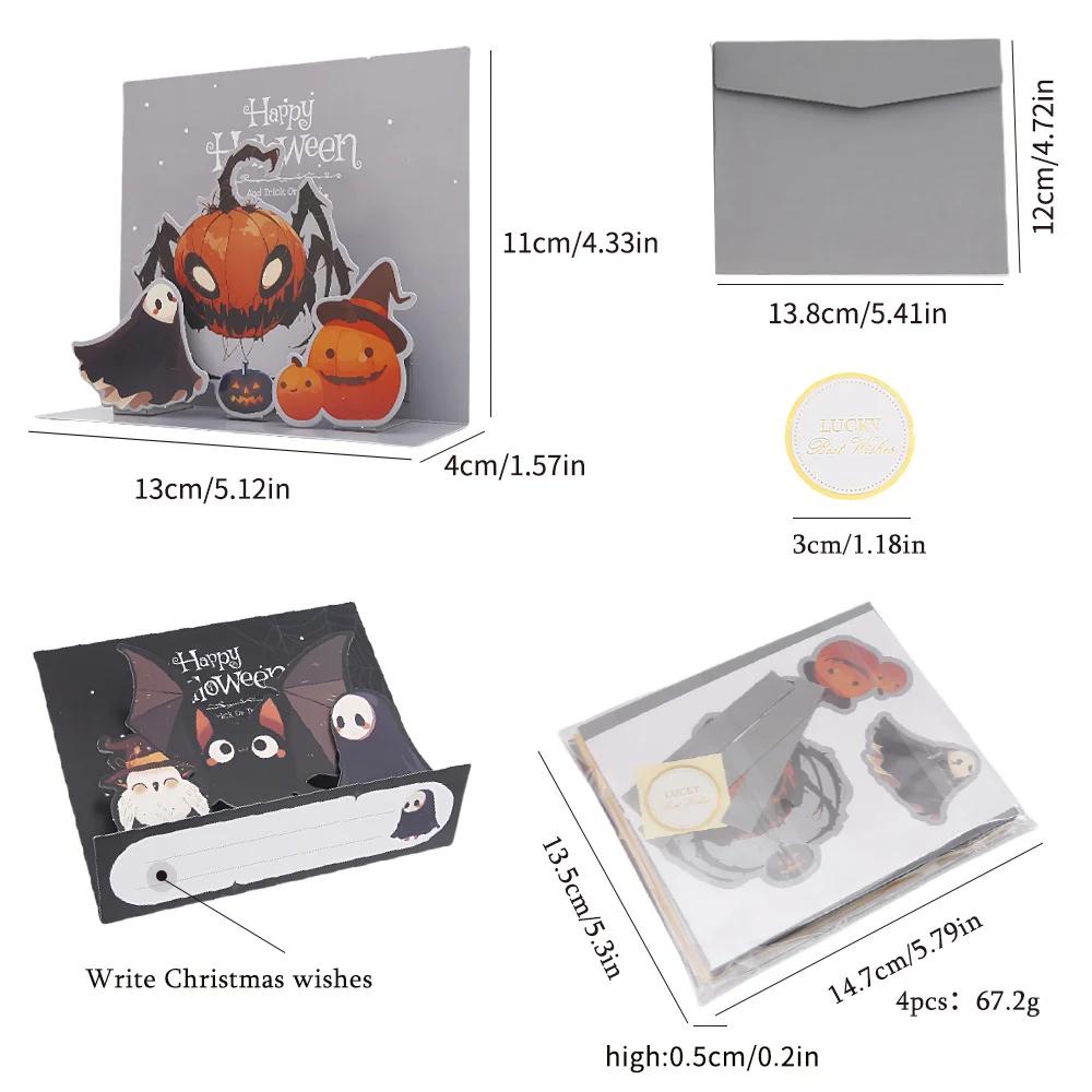 Handmade Halloween Pop-Up Greeting Card with 3D Haunted House, Moon, Pumpkins, Ghosts Design - Includes Note Card & Envelope