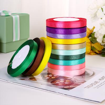 1Cm Flower Gift Box Packaging Polyester Satin Webbing Handmade Bow Ribbon