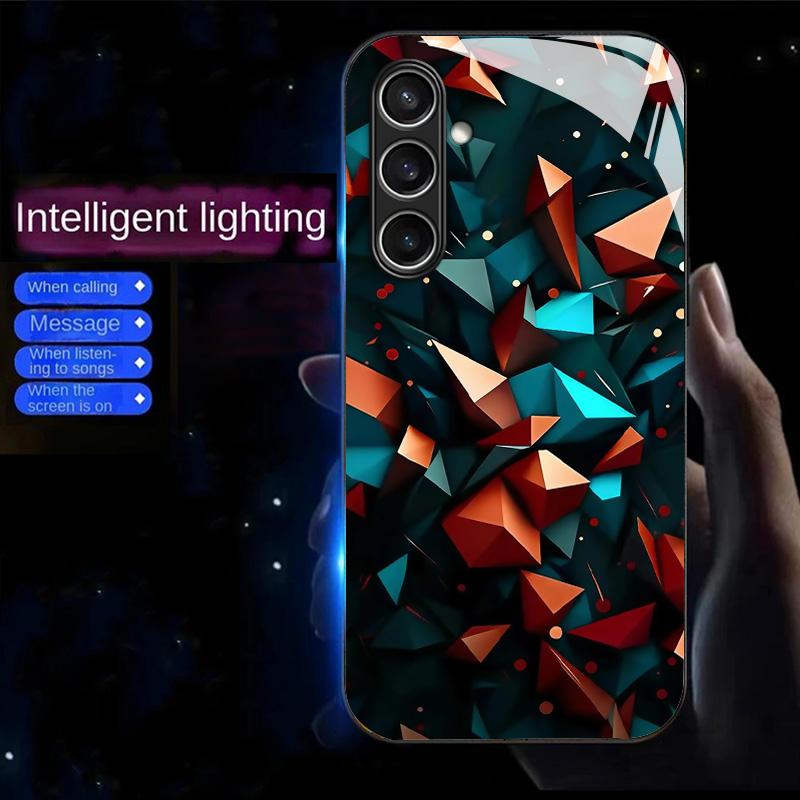 For Samsung Galaxy S24 FE Case Call Flash Series Pattern Printing Tempered Glass+TPU Combo Phone Case