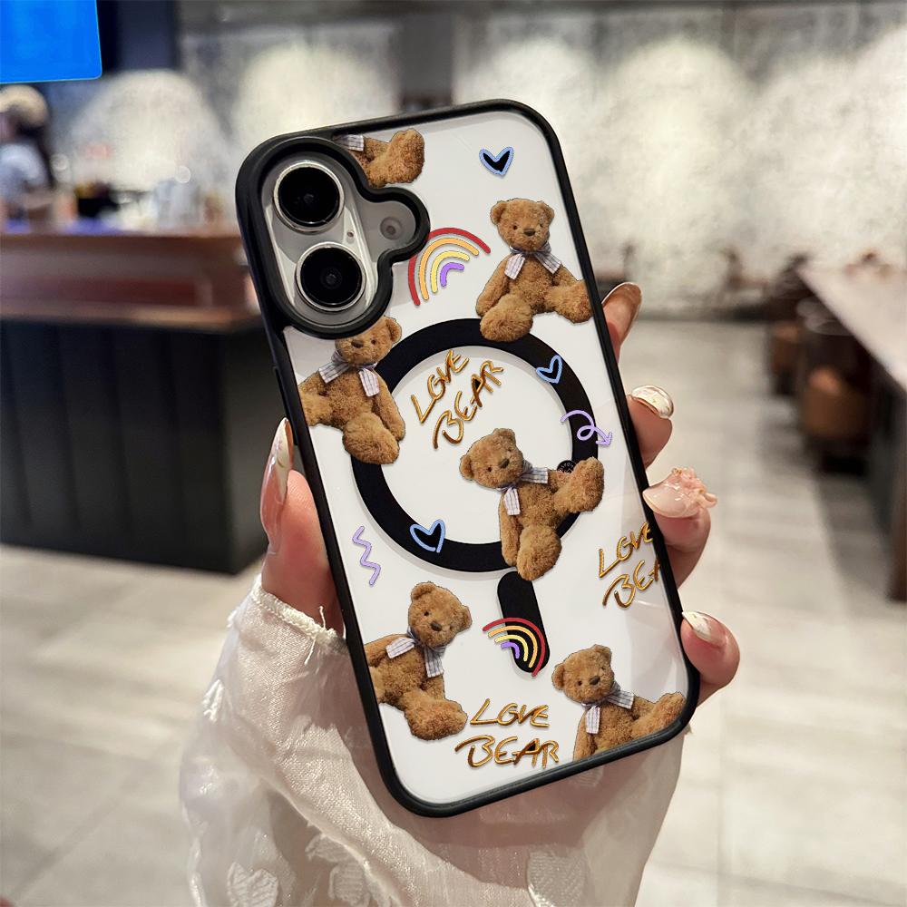 

Full Screen Cute Teddy Bear For Magsafe Phone Case For IPhone 17 Air 16 15 13 12 11 Pro Max 14 Plus Bumper Cover Case Funda iphone 12 Pro