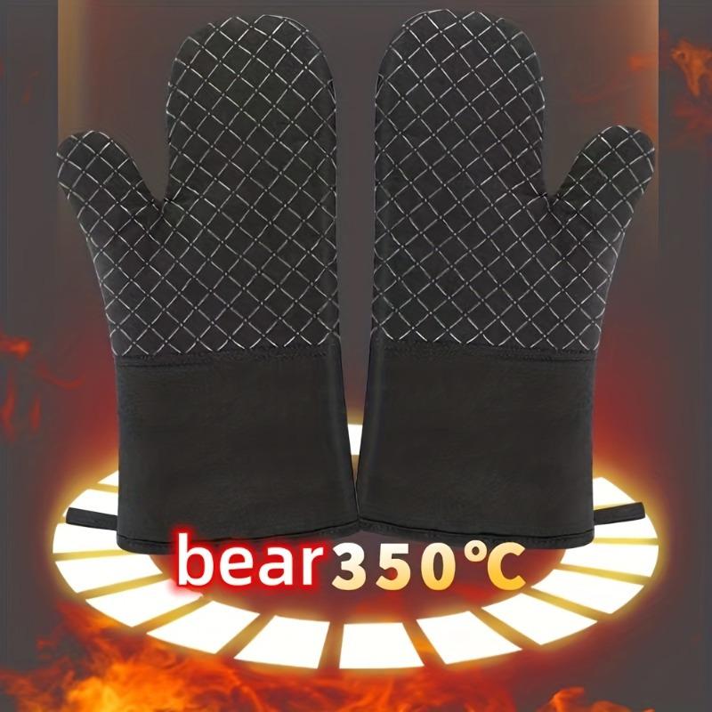 1 Glove Plus 1 Mat Pure Cotton Silicone Thermal Insulation Gloves Non-slip and High Temperature Resistance