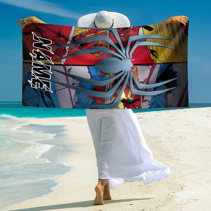 Personalized Spider-Man Comic Artwork Beach Towel Microfiber Beach Towel Thin Absorbent for Beach Swimming Yoga Bath Sports. 0910402