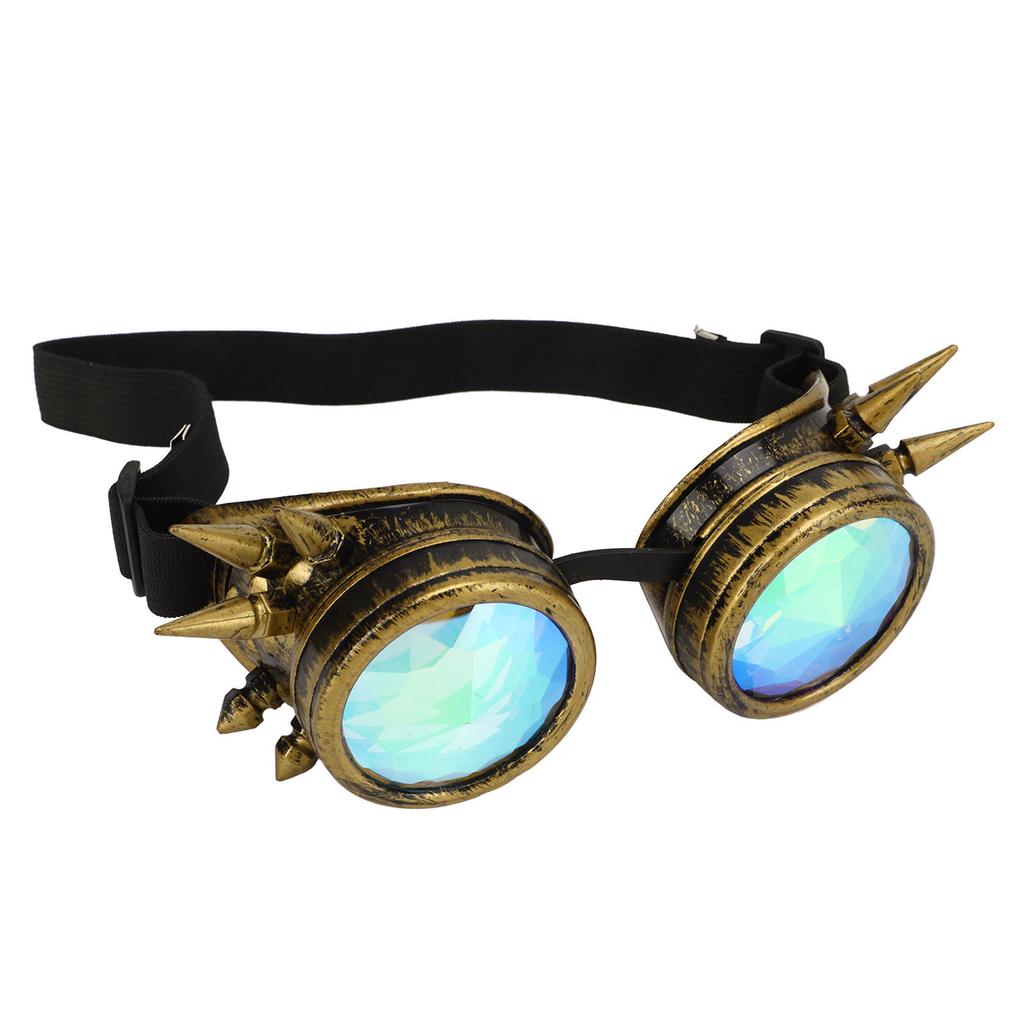 Halloween Kaleidoskop Rave Brille Regenbogen Kristallgläser Verstellbare Trippy Psychedelische Steampunk Brille