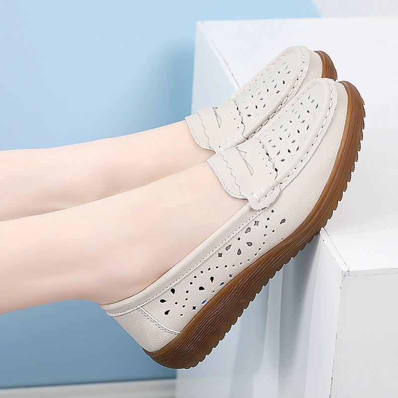 

Shoes beef tendon soft sole summer hollow white shoes medium Doudou shoes 35