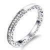 New Trendy Rainbow Simulated Diamond Stackable 925 Sterling Silver Eternity Ring for Women Wedding Finger Band Gift Z30